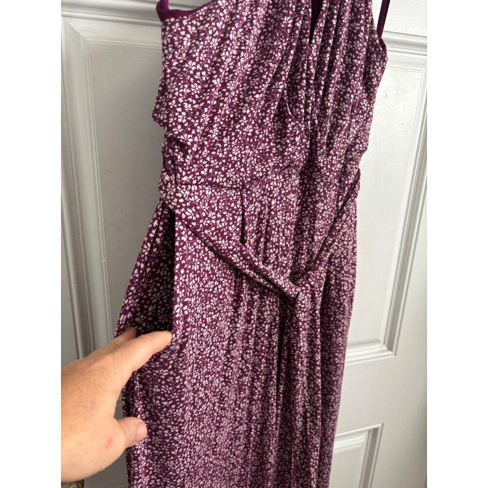 Maeve Anthropologie Halter wide leg Jumpsuit Large Purple Floral Print sz Large - Picture 8 of 10